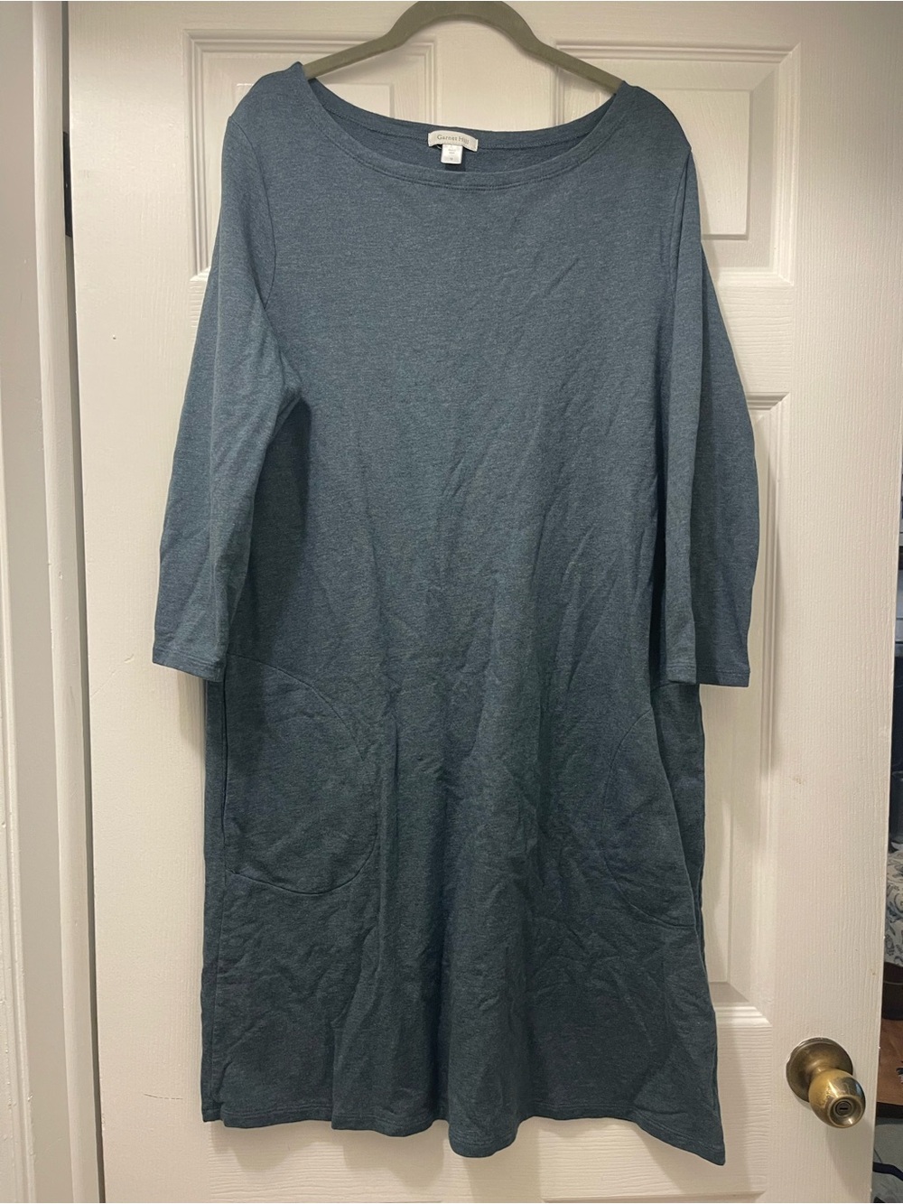 Garnet Hill Blue Knit Pocket Swing Dress Size 12
